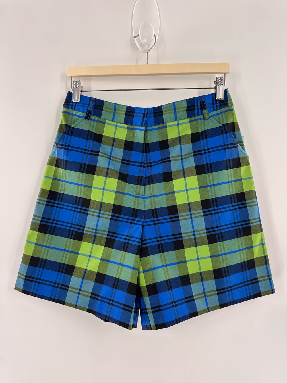 Lilly Pulitzer White Label Blue & Green Plaid Golf Shorts Size 8 NWT